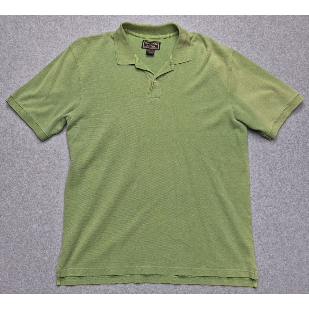 Vintage Abercrombie & Fitch Polo Shirt Mens Medium Green Y2K Cotton Short Sleeve